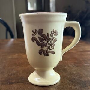 Pfaltzgraff Village Pedestal Coffee / Tea Mug Brown and Cream